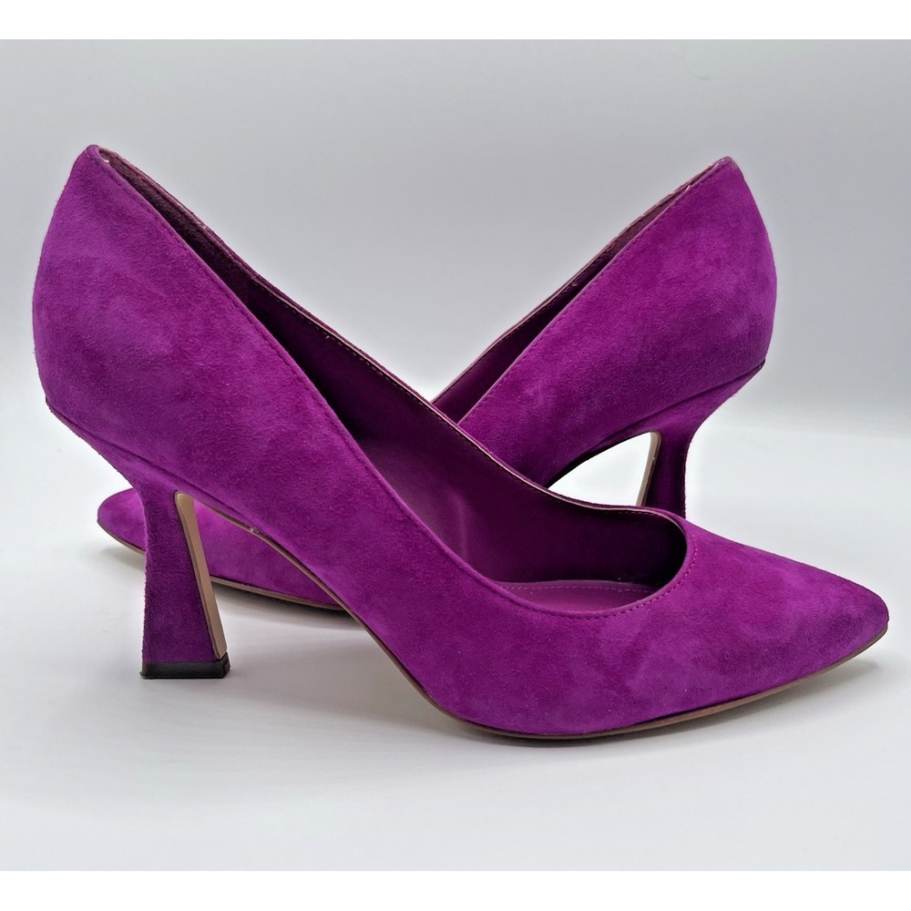 Marc Fisher Women's Relka Flared Heel Pump MAGENTA Suede 6 - 6.5